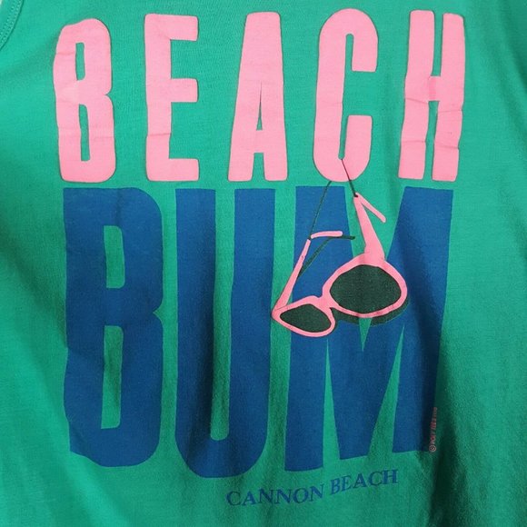 Vtg 90s Beach Bum Cannon Beach Tank Top XL Green - Picture 1 of 9